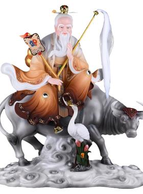 青牛太上老君坐骑带骑道装饰摆件