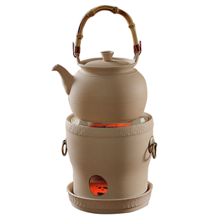 围炉煮茶炭电两用煮茶炉潮州砂铫壶原矿陶壶烧水壶耐热防烫提梁壶