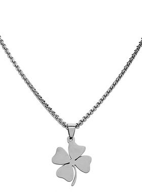 嘻哈潮酷钛钢花草项链