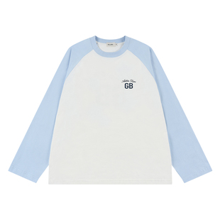 GOODBAI新款星星印花撞色圆领休闲长袖T恤男女同款