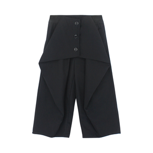 大耳象女童纽扣打褶休闲裤2026春季新款宝儿纯棉个性屁帘裙裤子