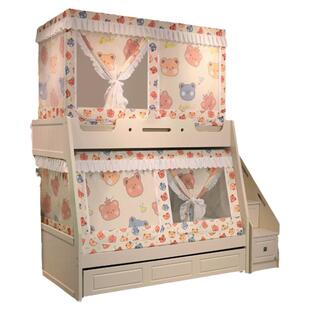 儿童子母床蚊帐一体式床帘遮光上铺高底床上下双层床下铺梯形家用