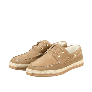 雷迪波尔休闲鞋2026新款牛反绒皮革平底帆船鞋百搭复古渔夫鞋潮男