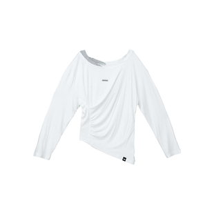 CBXLAB街舞潮牌白色性感露肩辣妹修身长袖压褶藏肉显瘦爵士上衣女