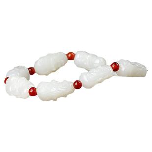 新疆和田玉羊脂玉十八罗汉手持手把件玉手链玉手串玉石佛珠盘玩