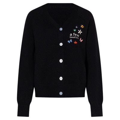 AFGK25FW蝴蝶刺绣简约V领开衫