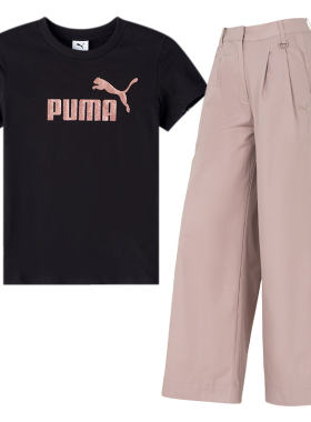 【自营】Puma彪马女装宽松休闲简约T恤直筒阔腿休闲长裤时尚套装