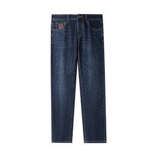 HLA/海澜之家冬季加厚磨毛牛仔裤26新款直筒裤保暖长裤加绒裤子男