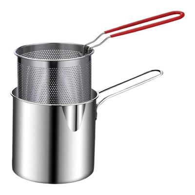 不锈钢家用油炸锅炸串锅带滤网