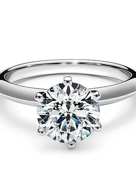 闭口经典T家六爪钻戒空托S925银镶嵌戒指空托50分1克拉2克拉流行