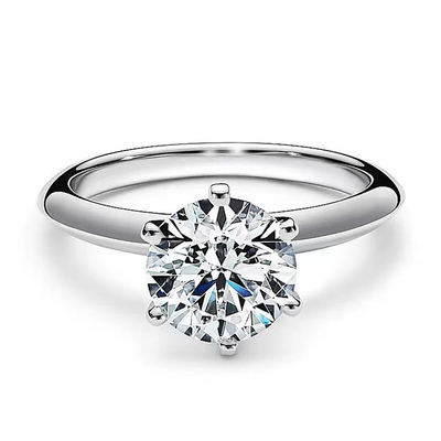 闭口经典T家六爪钻戒空托S925银镶嵌戒指空托50分1克拉2克拉流行