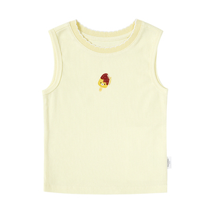 全棉时代儿童背心打底衫抗菌夏季新款女童短袖t恤透气纯棉上衣