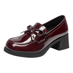 大东粗跟高跟玛丽珍鞋女2026新款春秋漆皮小皮鞋软底单鞋jk制服鞋