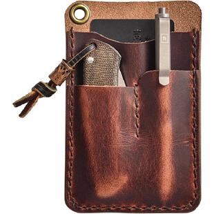 吉卡尼 手工手缝钱包复古头层牛皮卡包复古证件包竖款卡片式小包