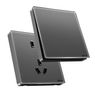 西蒙Simon旗舰店钢化玻璃开关插座哑光质感一开五孔深空灰M3璃彩