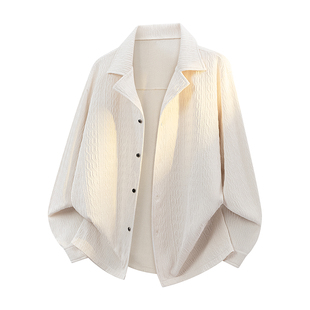 班尼路SK休闲翻领肌理感衬衫男2026新款宽松百搭长袖衬衣外套男YS