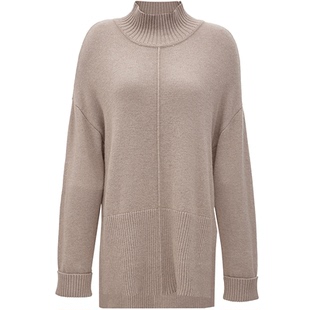 Vero Moda针织衫女秋冬清仓高领宽松纯色通勤落肩两侧开叉毛衣