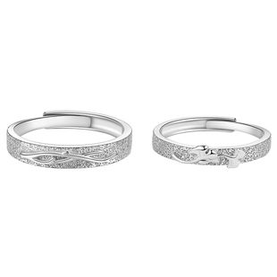 三生有幸戒指情侣款999纯银对戒女男原创一对轻奢小众设计感素圈