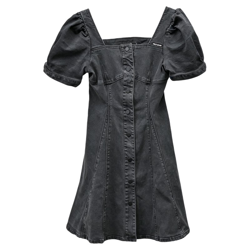 ABLEJEANS泡泡袖修身牛仔连衣裙