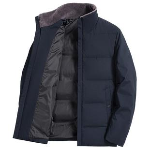【鹅绒+纯羊毛领】罗蒙短款翻领羽绒服男2025冬季新款保暖爸爸装