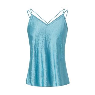 IMM尹默春Naia醋酸原料岩洞蓝收腰V领高级质感内搭吊带背心女
