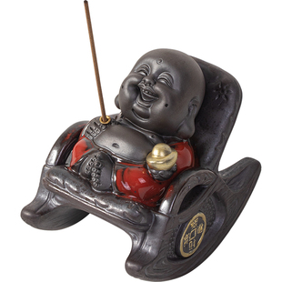 摇摇椅可爱小弥勒佛线香炉摆件创意香插香座禅意茶室香薰炉小摆件