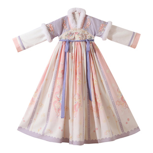 汉服女童秋冬季2026新款儿童冬装古风裙子加绒古装拜年国风连衣裙