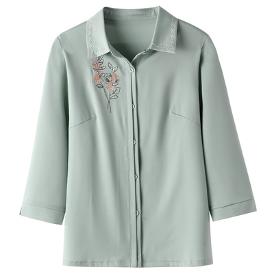桑蚕丝奶奶夏装真丝衬衫妈妈款