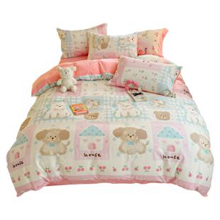 ab面全棉加绒豆豆绒被套单件150x200x230单双人冬季纯棉加绒被罩