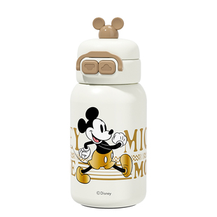 迪士尼儿童保温杯食品级316吸管双饮水壶男孩小学生上学专用水杯