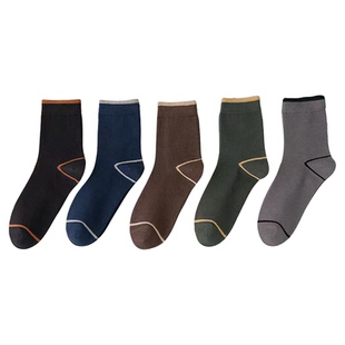 耐尔精梳棉撞色男袜春秋季吸汗防臭运动中筒袜保暖棉袜子抗菌透气