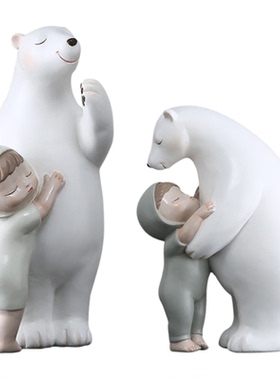 创意北极熊儿童房卧室树脂工艺品