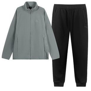 安踏摇粒绒运动套装男款冬季加绒加厚青少年男装帅气学生潮流套装