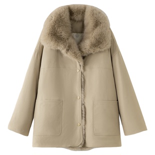 FANLE STUDIOS酷飒工装风可脱卸毛领新国标90白鹅绒派克羽绒服