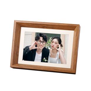 胡桃色实木定制桌面相框洗照片简约摆台打印情侣婚纱照相片挂墙