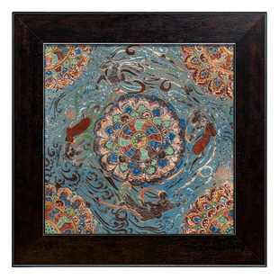 莫高窟敦煌-莲花飞天藻井新中式客厅装饰画中古风书房玄关挂画