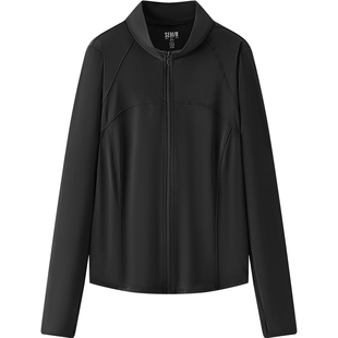 防晒外套|森马夹克女夏季短款凉感立领正肩分割纯色户外显瘦上衣