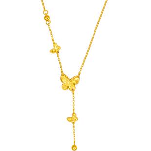 周六福5G黄金项链女计价足金蝴蝶颈饰链坠在逃公主系列新年礼物