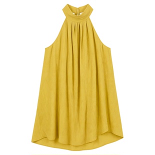 圆领无袖不规则型连衣裙Irregular dress with round neck pleats