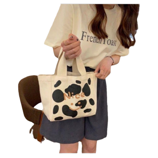 出门上班小拎包日系手提小包包女饭盒便当包小众百搭迷你布包帆布