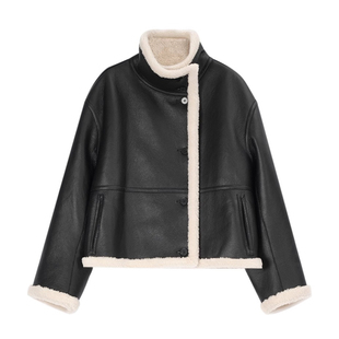 concise-white/简白 25秋冬女士机车短外套银泰百货精品 301257