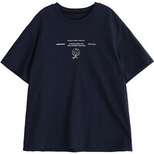 诺诺公主S1N 初中生宽松t恤夏字母印花短袖圆领涂鸦时尚上衣女潮