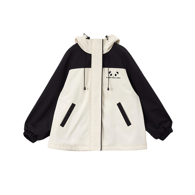 软壳三防熊猫冲锋衣女甜美小个子