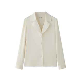 Into Fiction 重磅双面醋酸缎西装领珍珠扣复古通勤法式袖扣衬衫