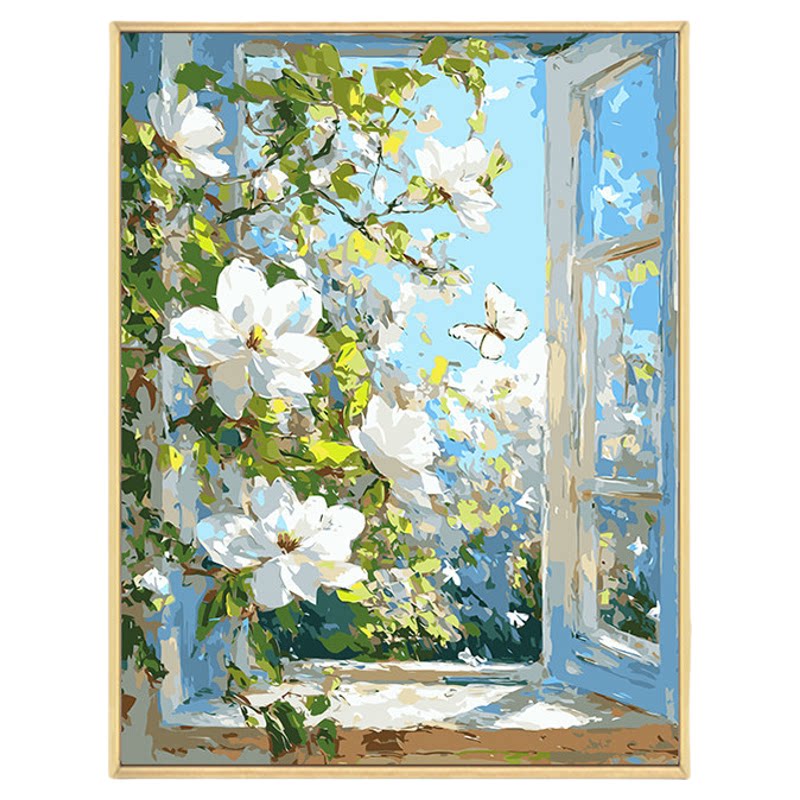 玉兰花治愈系小清新花卉装饰画