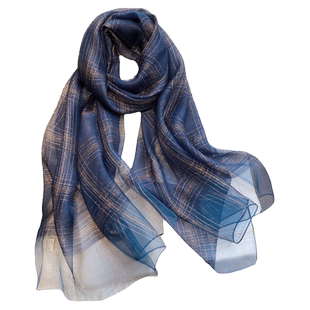 春夏新款韩版围巾女真丝桑蚕丝金银丝长款披肩两用丝巾送妈妈礼物