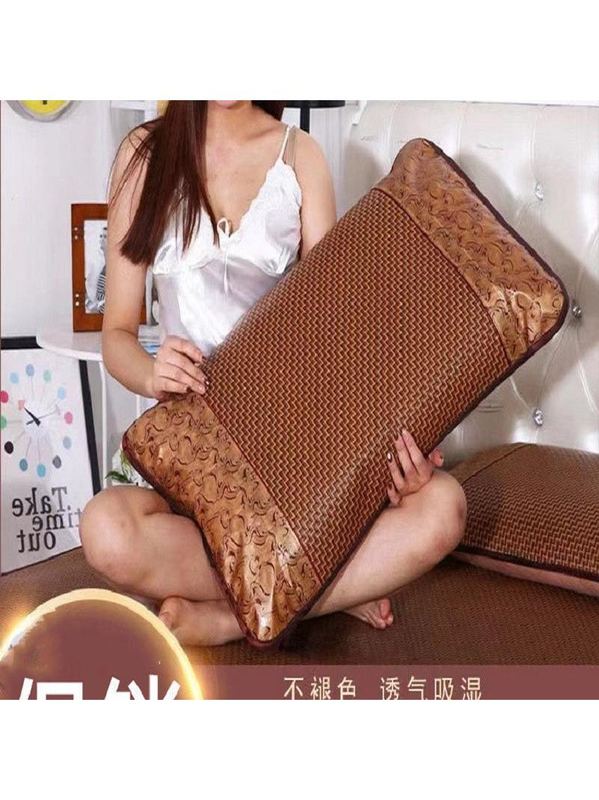 冰藤枕套单人1只2只装可折叠式反面冰丝拉链式两用无枕芯凉席夏