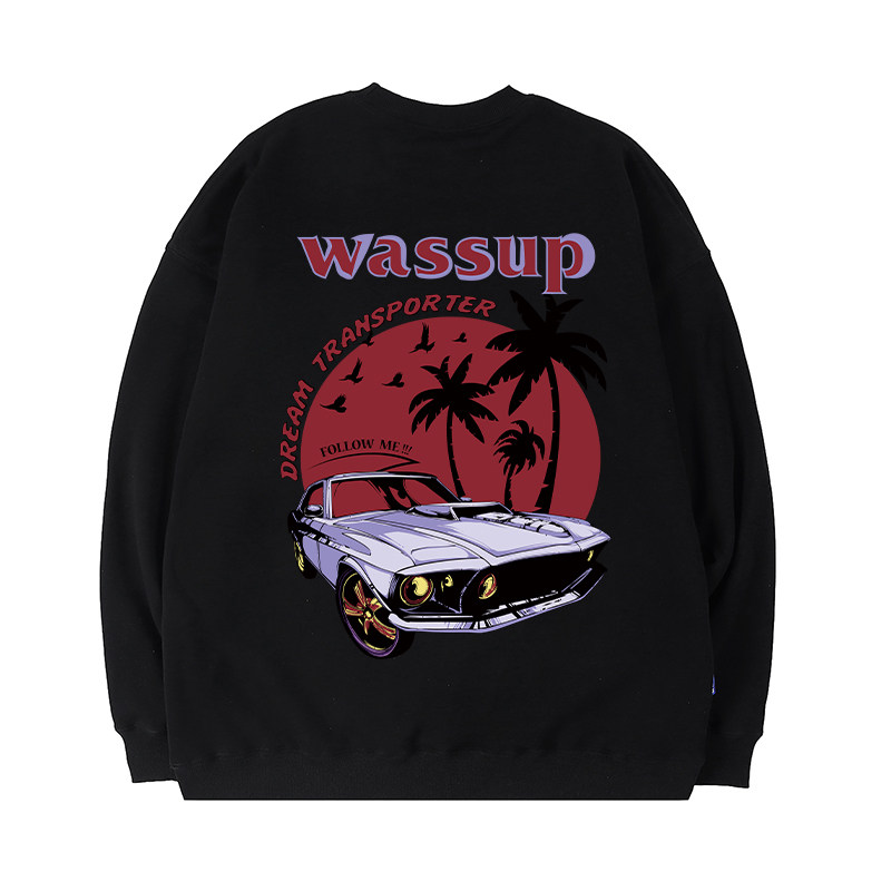 WASSUP夕阳风景重磅加绒圆领卫衣