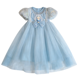 艾莎公主裙女童冰雪奇缘裙子2026新款夏季儿童女孩生日爱莎连衣裙