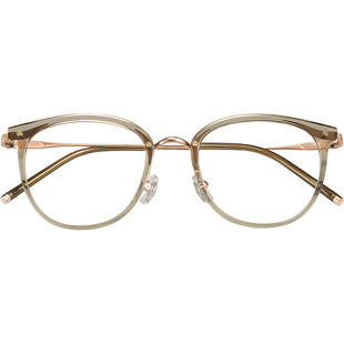 乐申纯钛冷茶色近视眼镜女款度数可配超轻钛架镜框方圆脸素颜显白